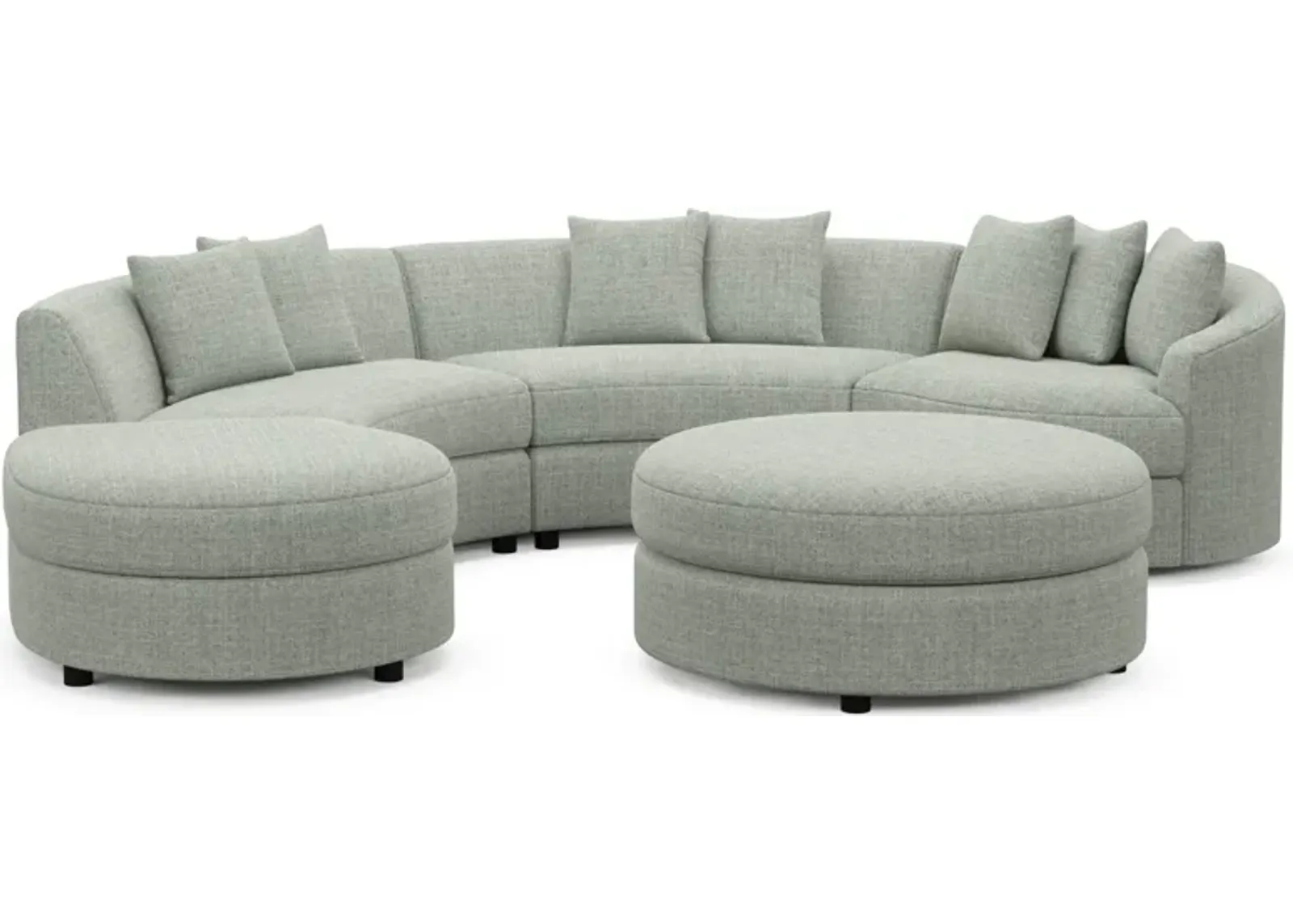 Allegra Foam Comfort 4-Piece Sectional with Left-Facing Chaise and Ottoman - Broderick Sea Glass