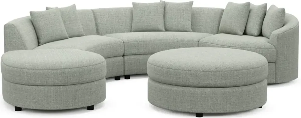 Allegra Foam Comfort 4-Piece Sectional with Left-Facing Chaise and Ottoman - Broderick Sea Glass