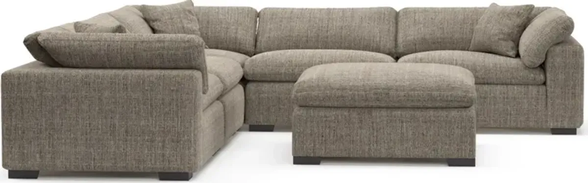 Plush Feathered Comfort 5-Piece Sectional and Ottoman - Mason Flint