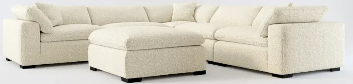 Plush Feathered Comfort 5-Piece Sectional and Ottoman - Bloke Cotton