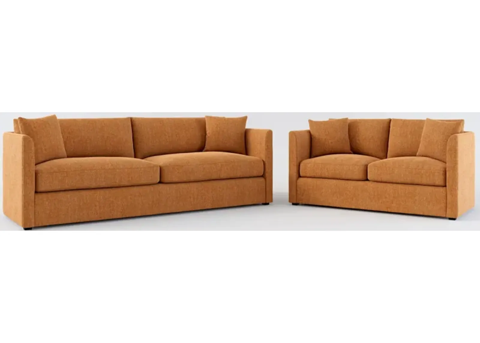 Benji Foam Comfort Sofa and Loveseat Set - Contessa Ginger