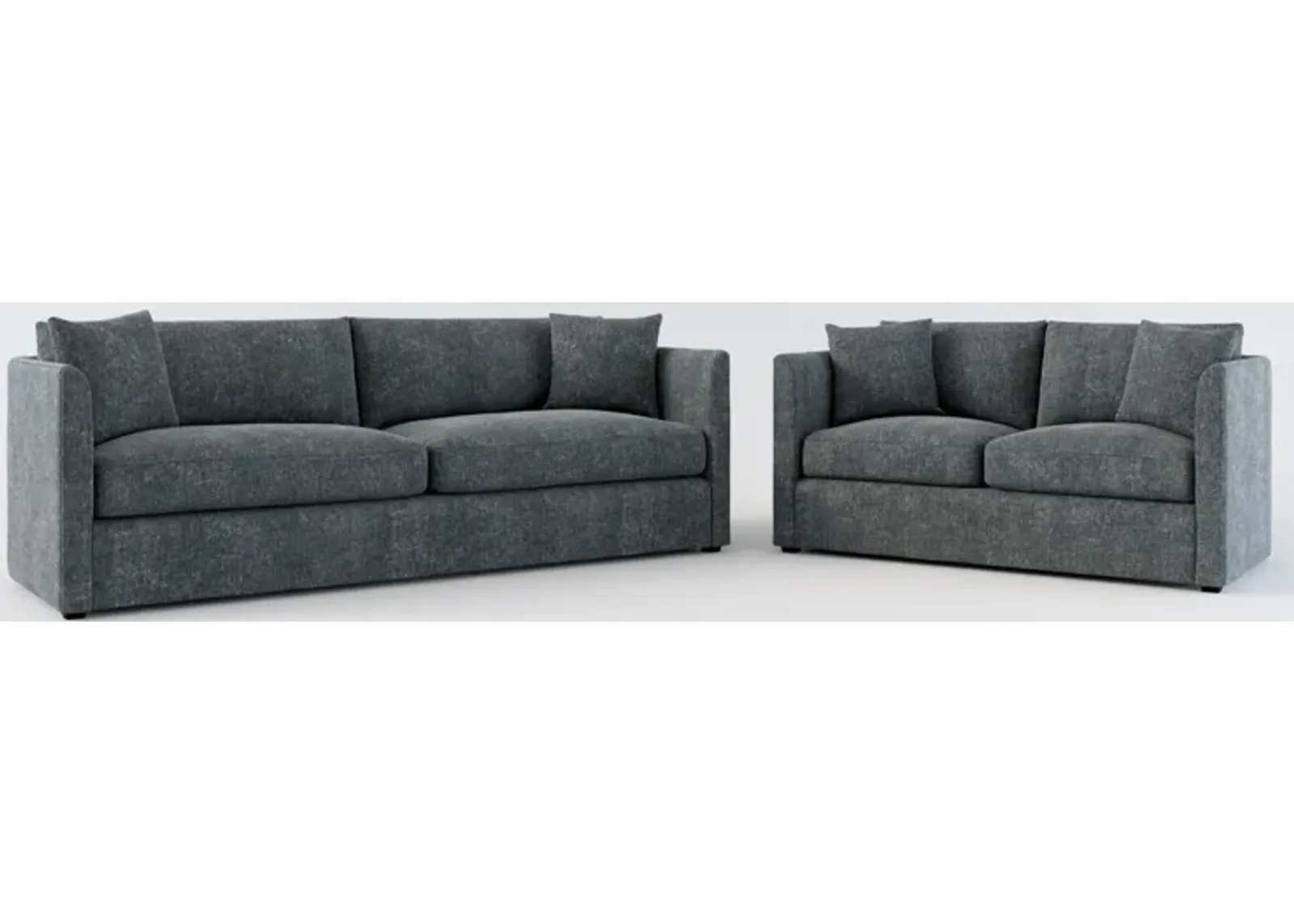 Benji Foam Comfort Sofa and Loveseat Set - Contessa Shadow