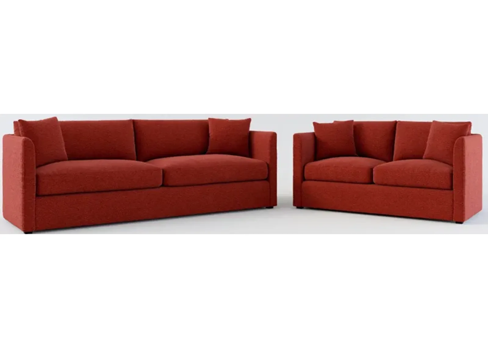 Benji Foam Comfort Sofa and Loveseat Set - Bloke Brick