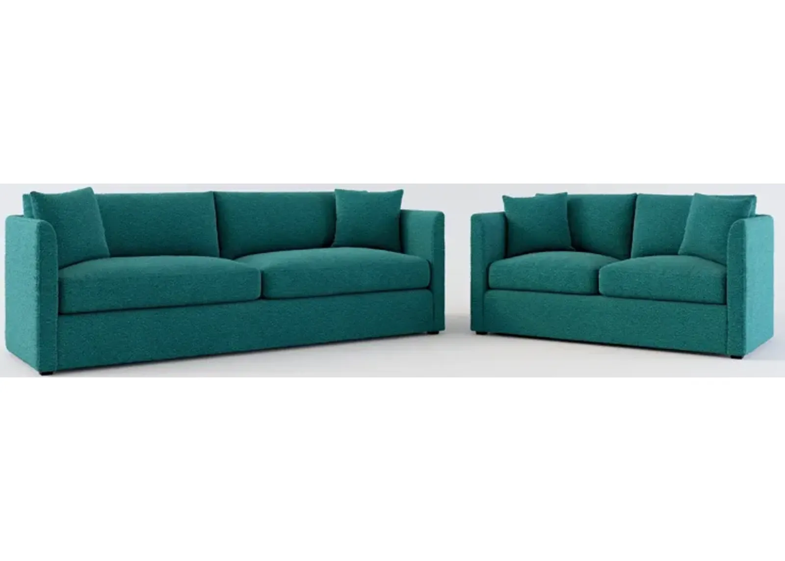 Benji Foam Comfort Sofa and Loveseat Set - Bloke Peacock