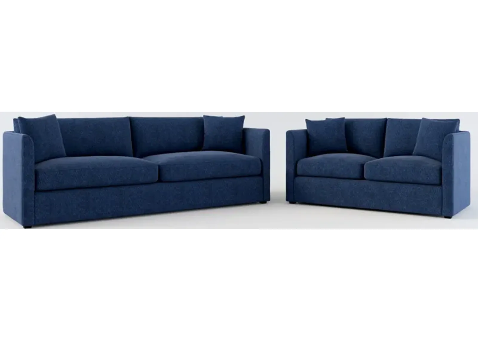 Benji Foam Comfort Sofa and Loveseat Set - Oslo Navy