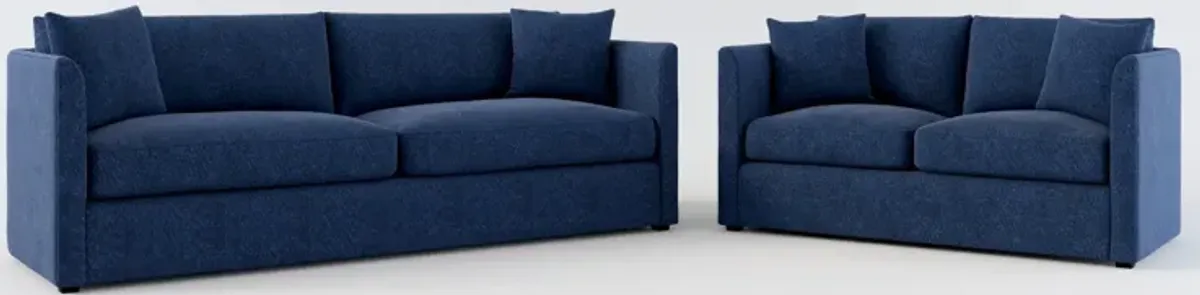 Benji Foam Comfort Sofa and Loveseat Set - Oslo Navy