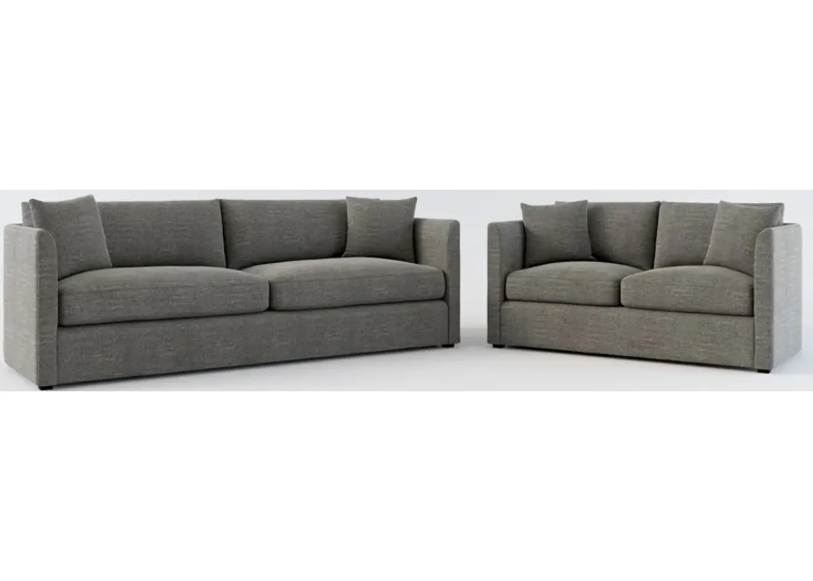 Benji Foam Comfort Sofa and Loveseat Set - Curious Charcoal