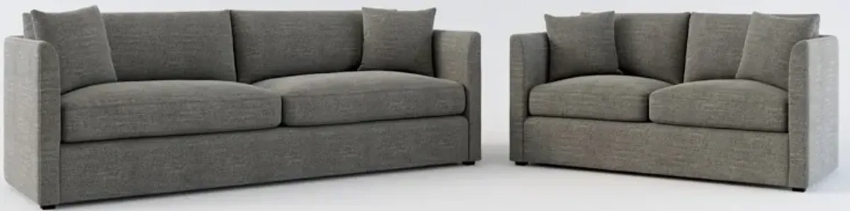 Benji Foam Comfort Sofa and Loveseat Set - Curious Charcoal