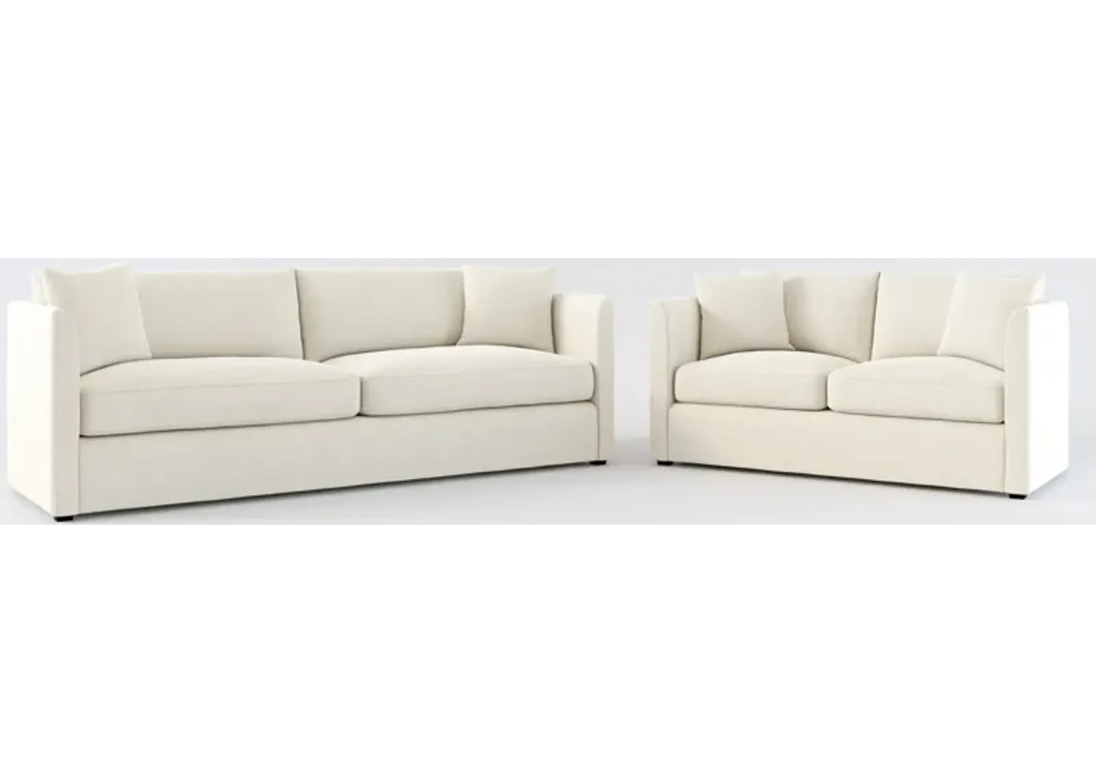 Benji Foam Comfort Sofa and Loveseat Set - Curious Pearl