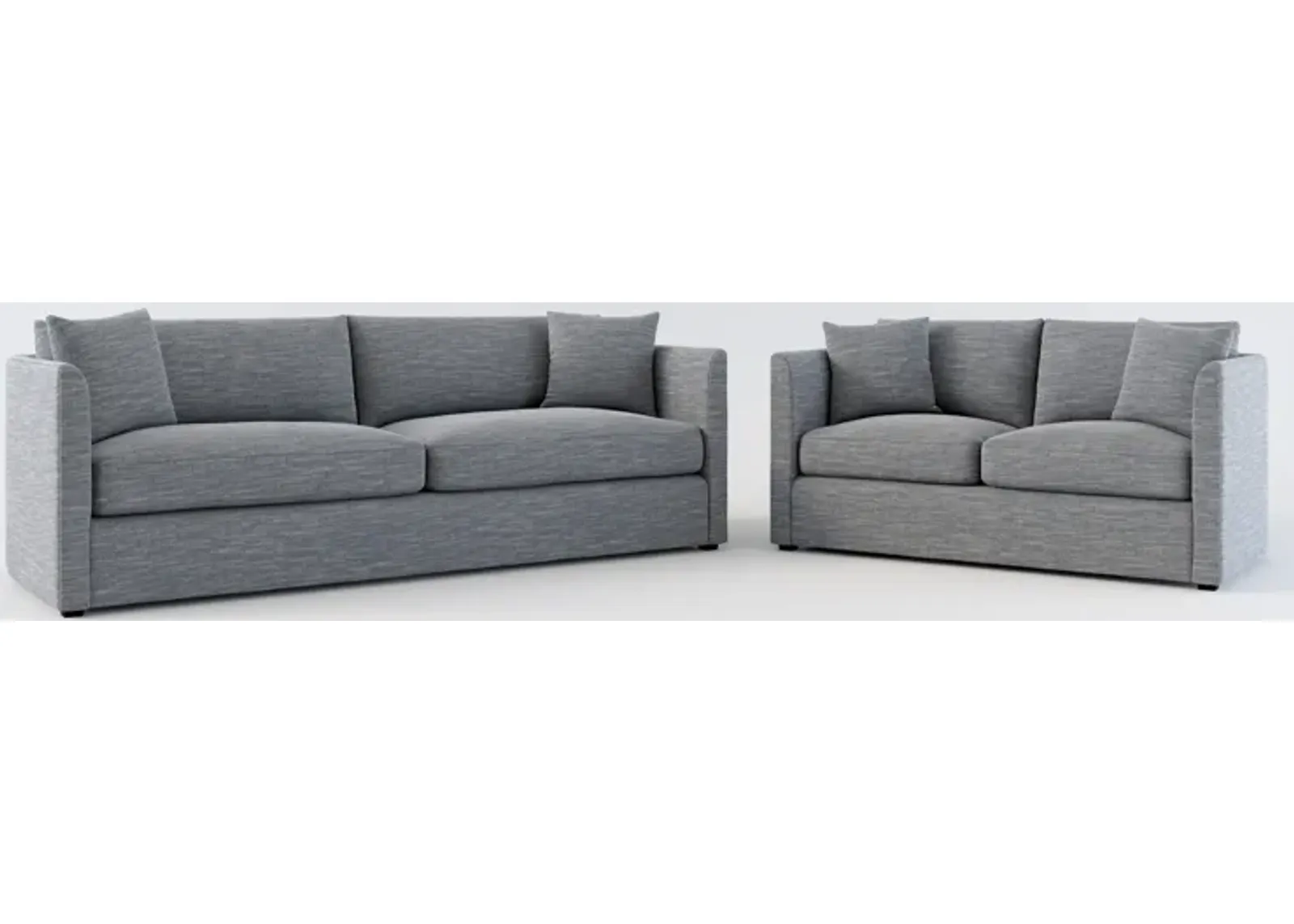 Benji Foam Comfort Sofa and Loveseat Set - Dudley Indigo