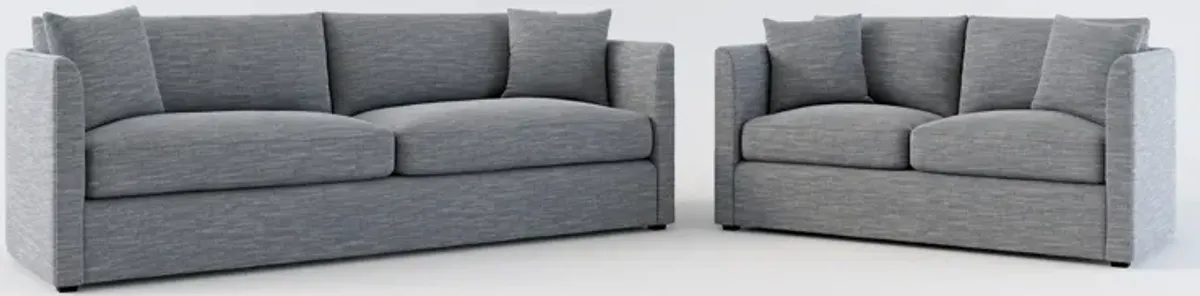 Benji Foam Comfort Sofa and Loveseat Set - Dudley Indigo