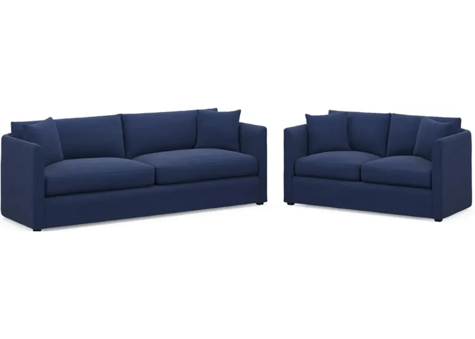 Benji Foam Comfort Sofa and Loveseat Set - Abington Indigo