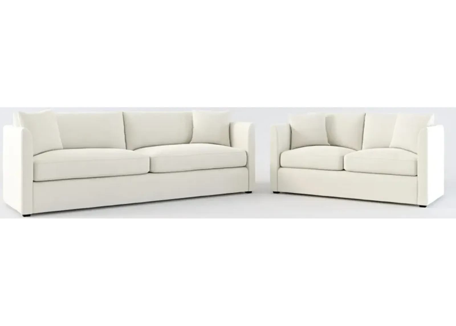 Benji Foam Comfort Sofa and Loveseat Set - Anders Ivory