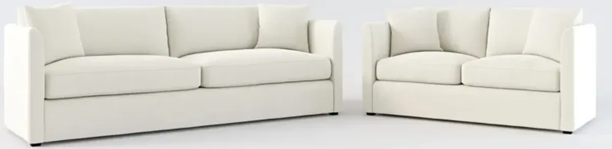 Benji Foam Comfort Sofa and Loveseat Set - Anders Ivory