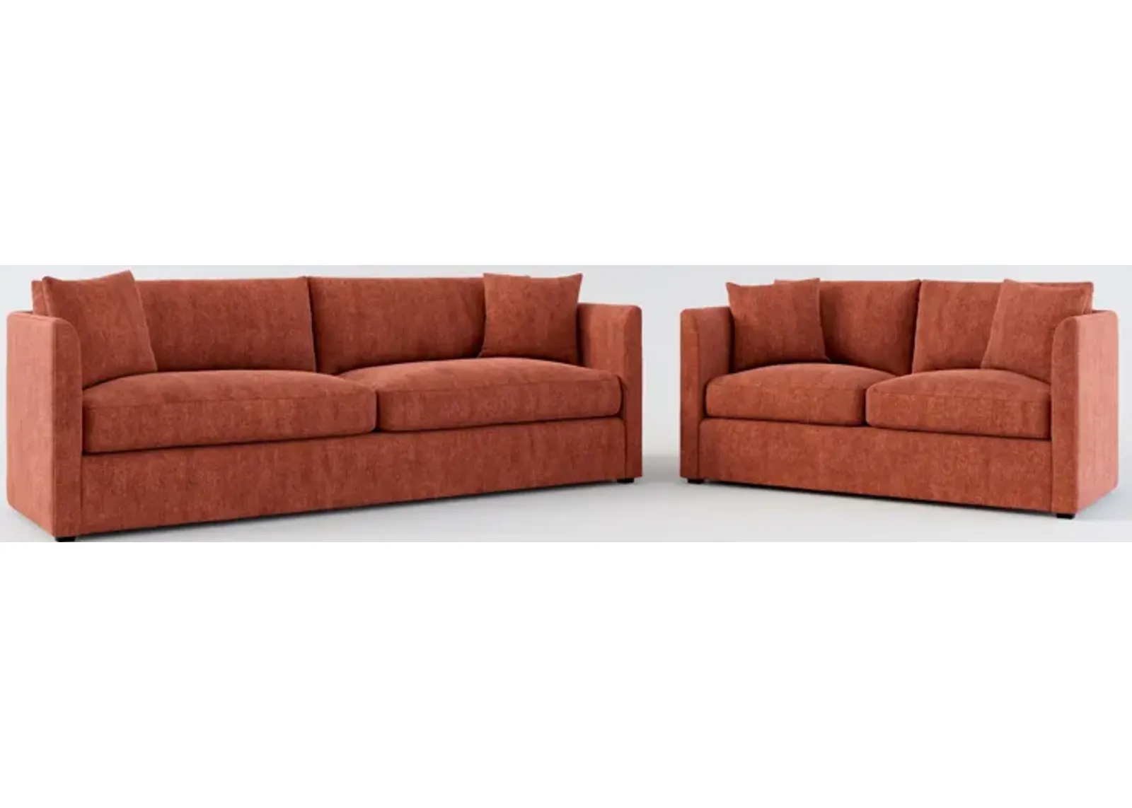 Benji Foam Comfort Sofa and Loveseat Set - Contessa Paprika