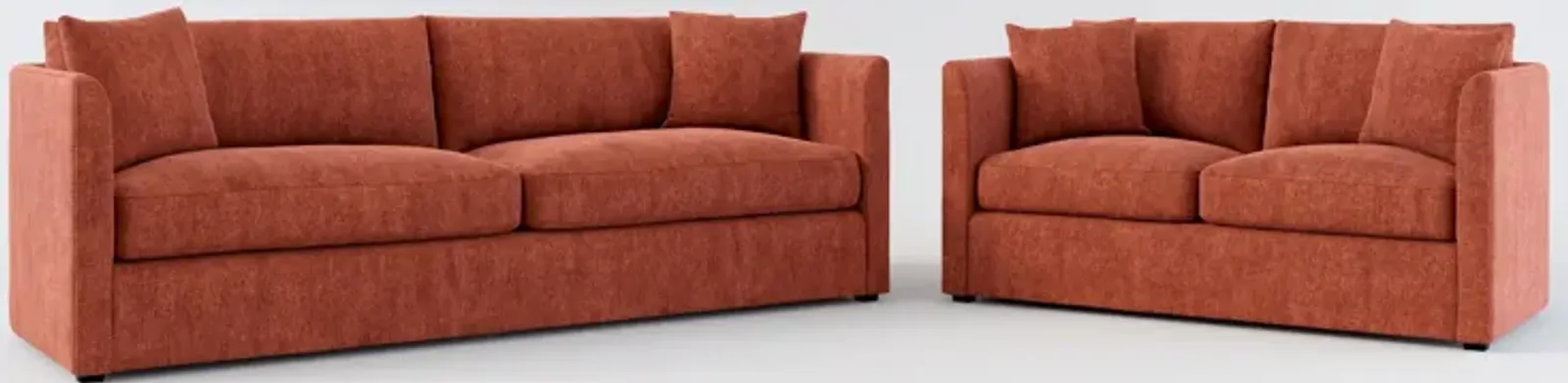 Benji Foam Comfort Sofa and Loveseat Set - Contessa Paprika