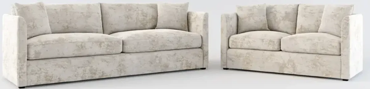 Benji Foam Comfort Sofa and Loveseat Set - Hearth Cement