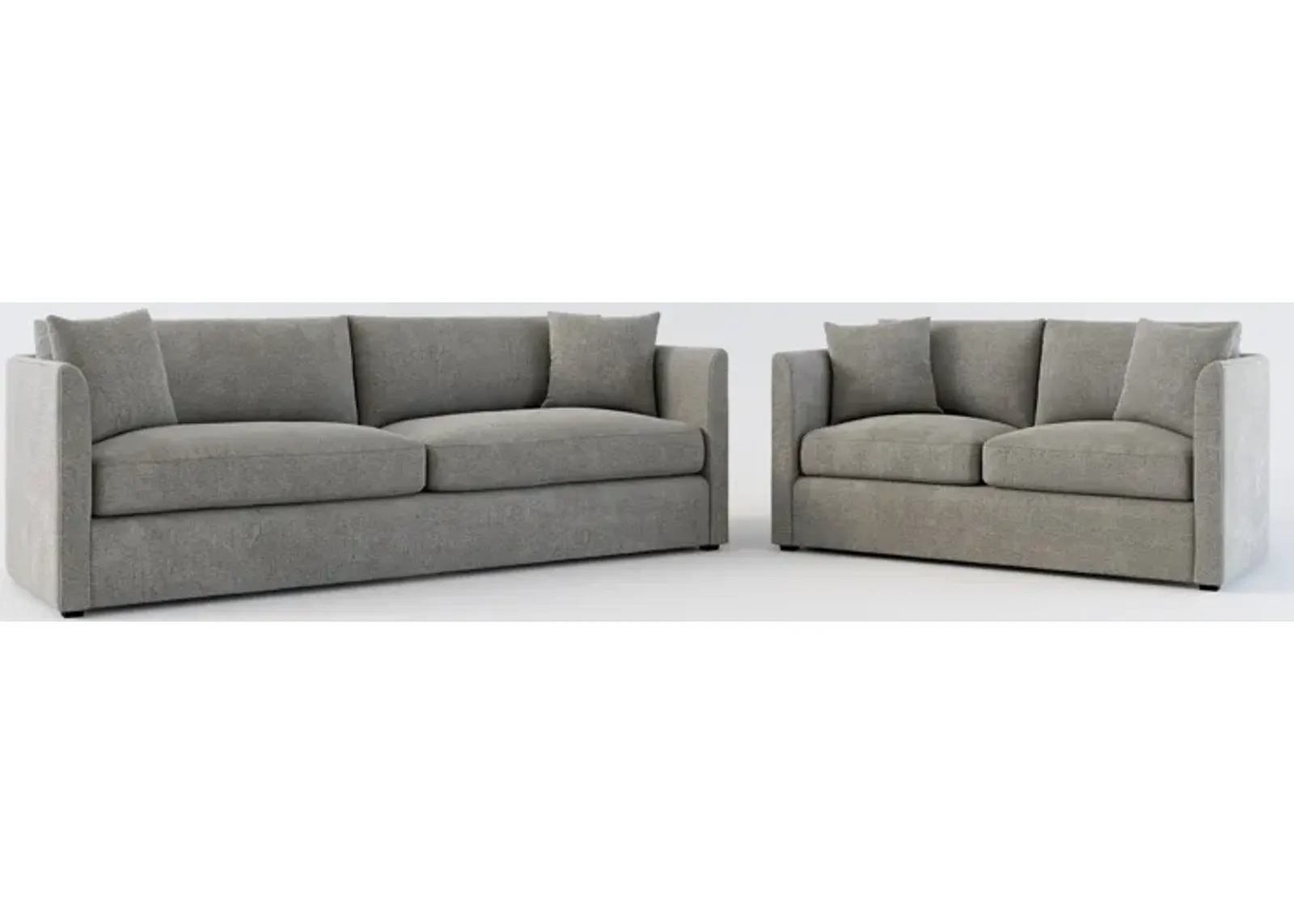 Benji Foam Comfort Sofa and Loveseat Set - Living Large Charcoal