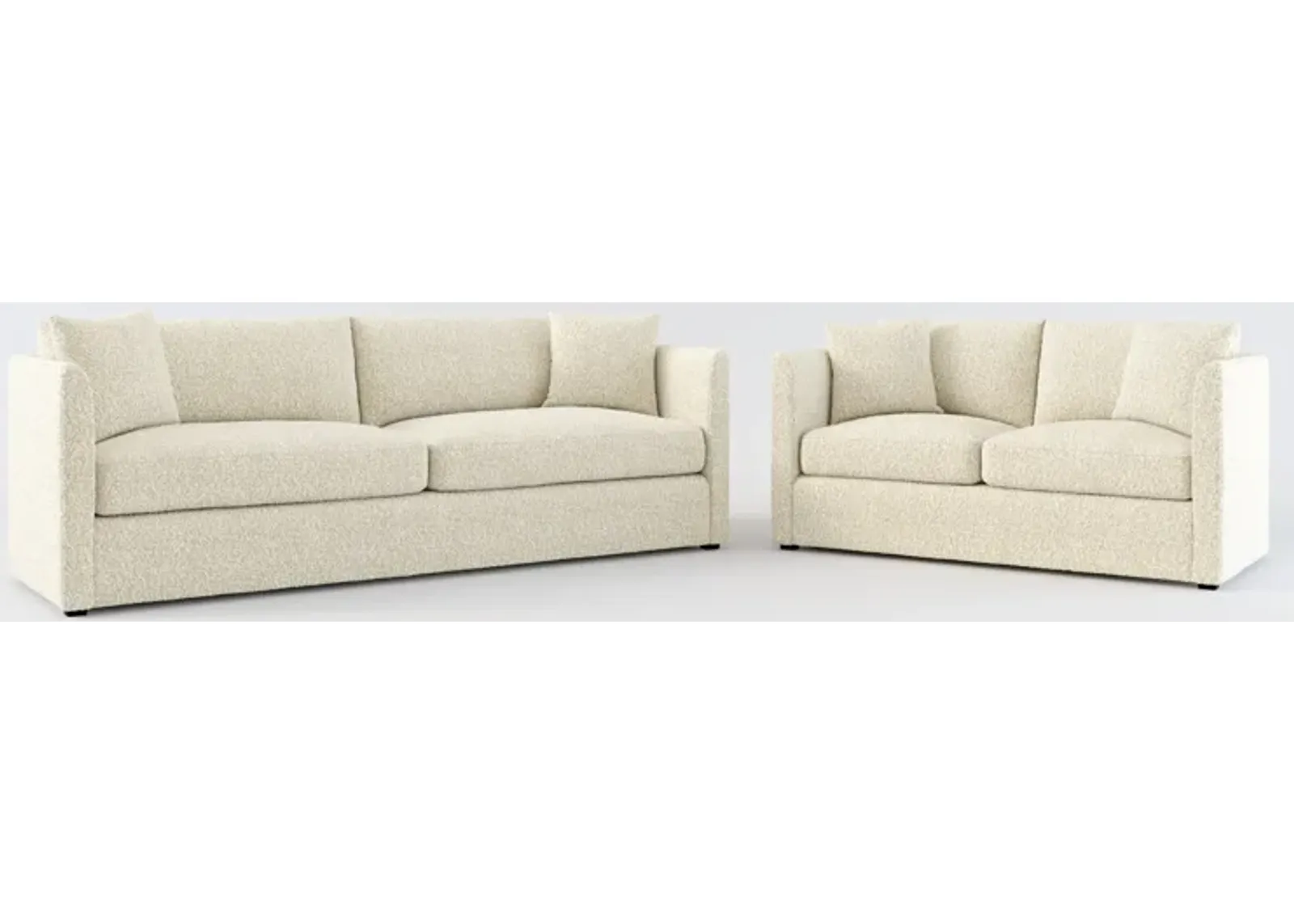 Benji Foam Comfort Sofa and Loveseat Set - Bloke Cotton