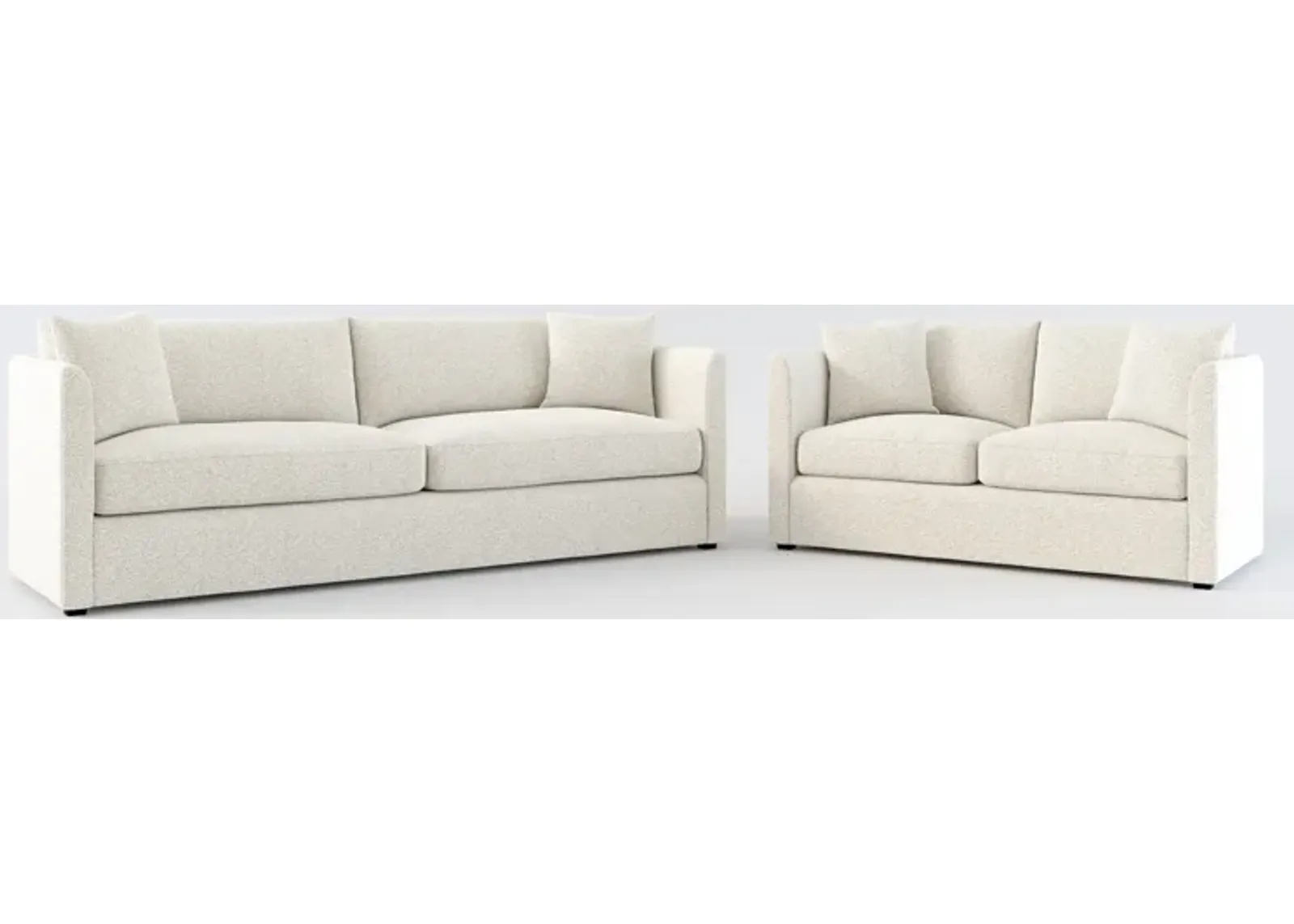 Benji Foam Comfort Sofa and Loveseat Set - Muse Stone