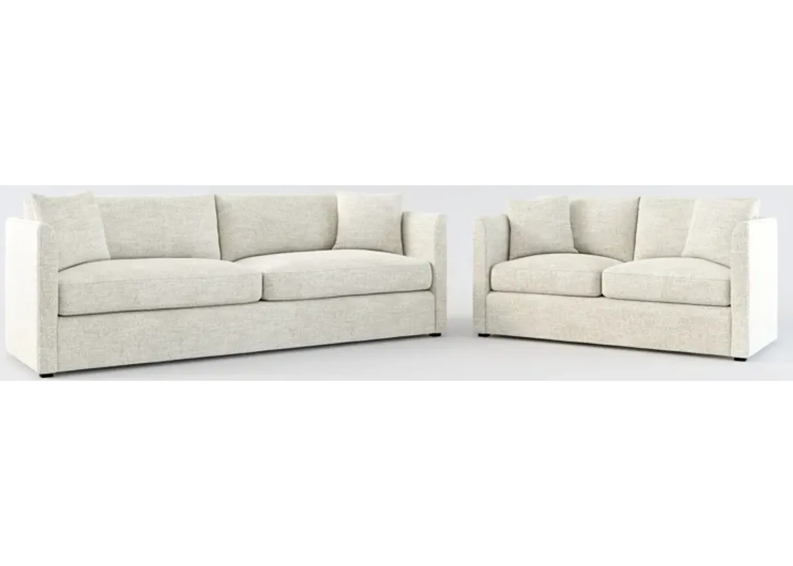 Benji Foam Comfort Sofa and Loveseat Set - M Ivory