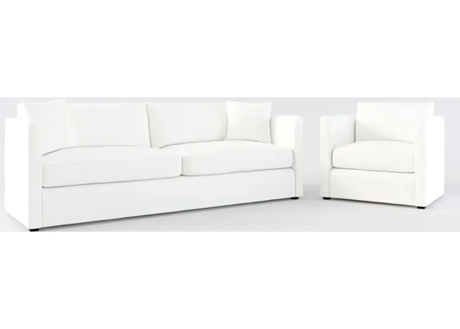 Benji Foam Comfort Sofa and Chair Set - Contessa Vanilla