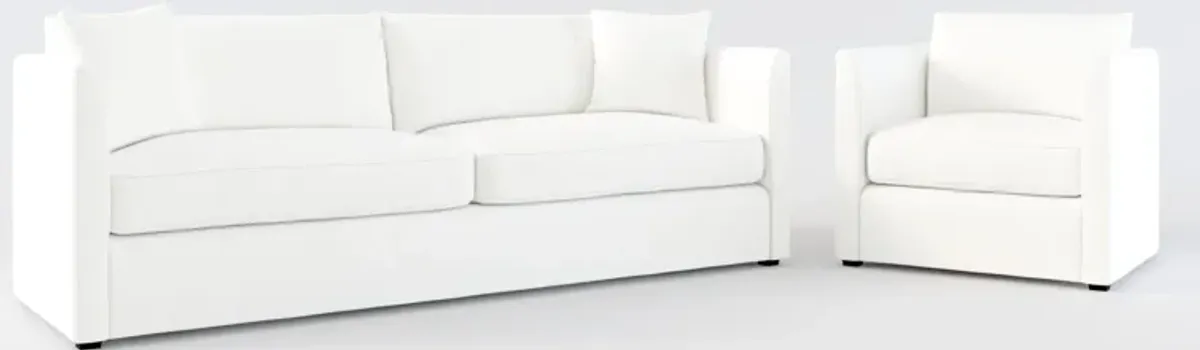 Benji Foam Comfort Sofa and Chair Set - Contessa Vanilla