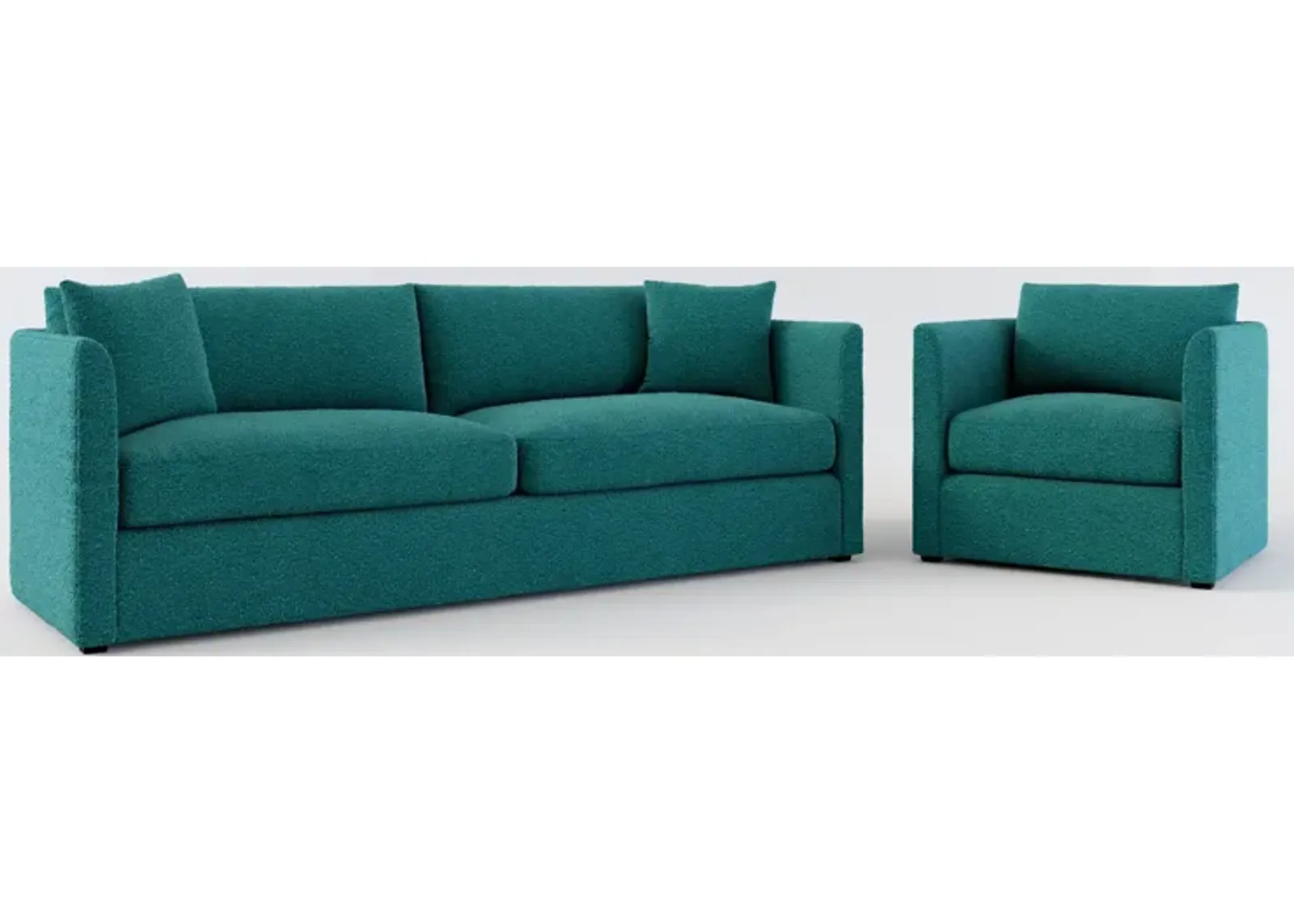 Benji Foam Comfort Sofa and Chair Set - Bloke Peacock