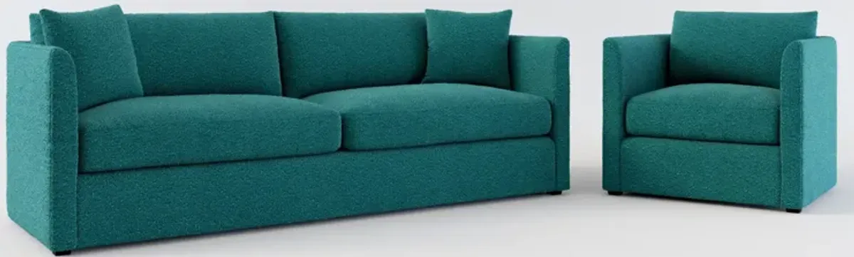 Benji Foam Comfort Sofa and Chair Set - Bloke Peacock