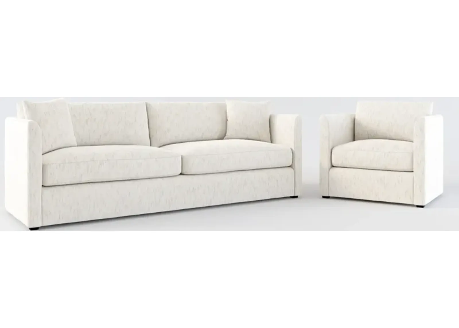 Benji Foam Comfort Sofa and Chair Set - P.T. Cream