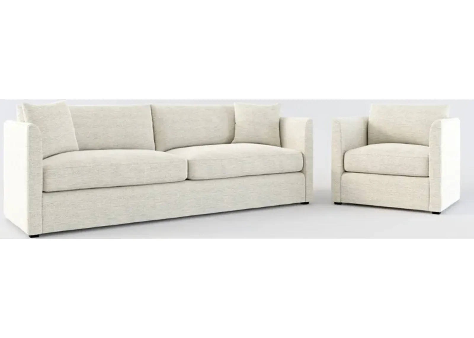 Benji Foam Comfort Sofa and Chair Set - Merino Chalk