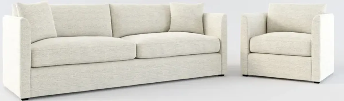 Benji Foam Comfort Sofa and Chair Set - Merino Chalk