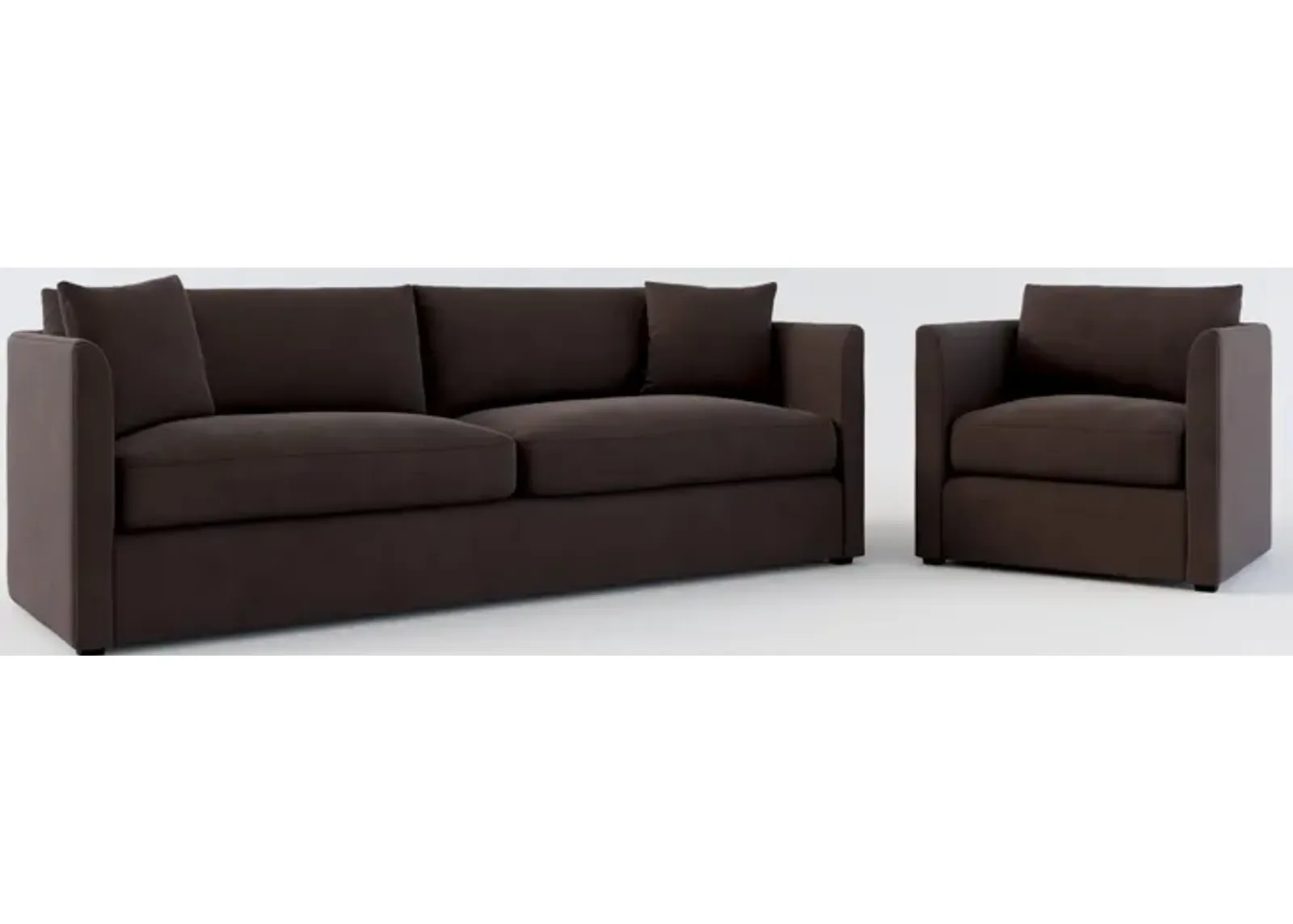 Benji Foam Comfort Sofa and Chair Set - Merrimac Dark Brown