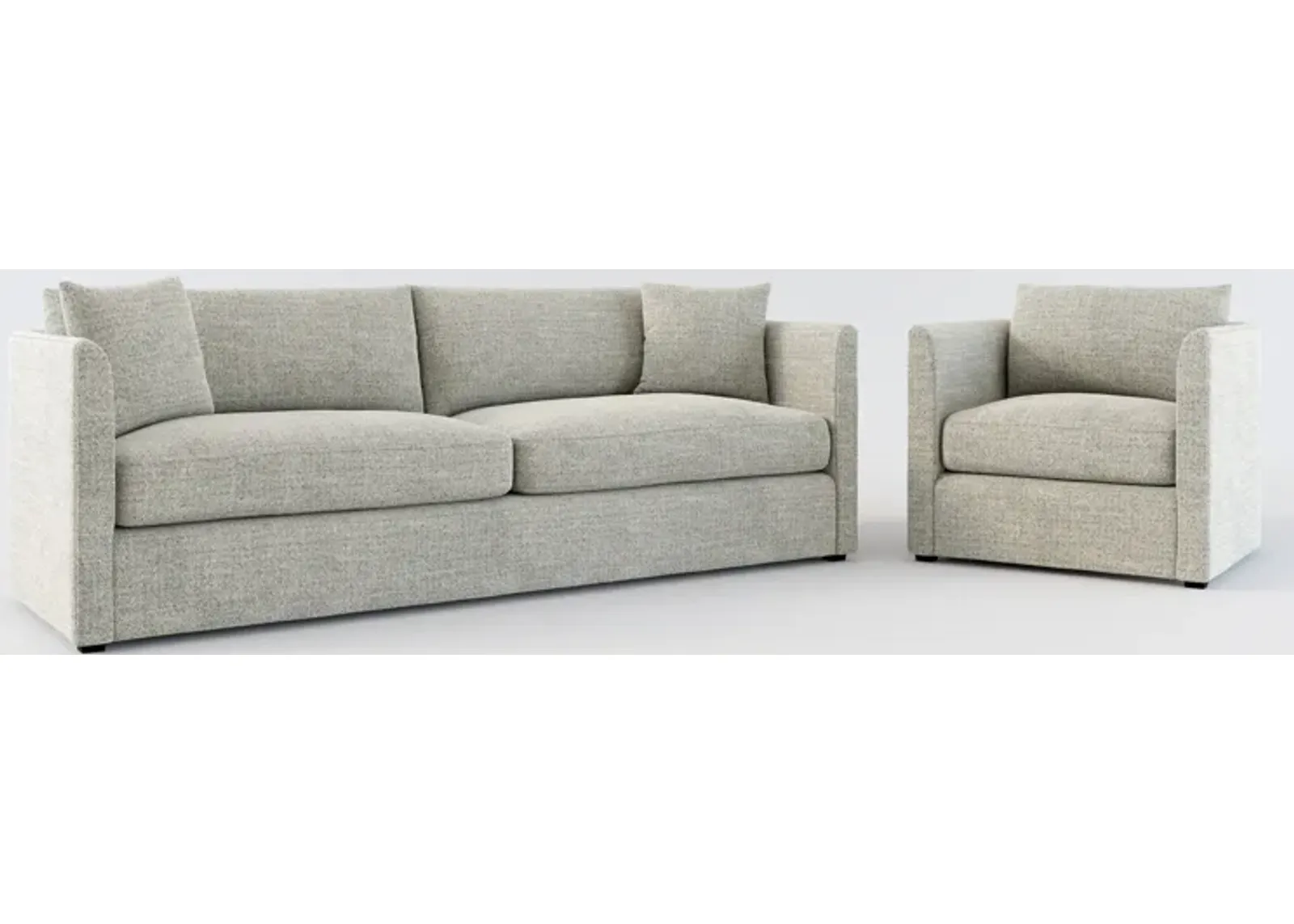 Benji Foam Comfort Sofa and Chair Set - Pandora Pepper