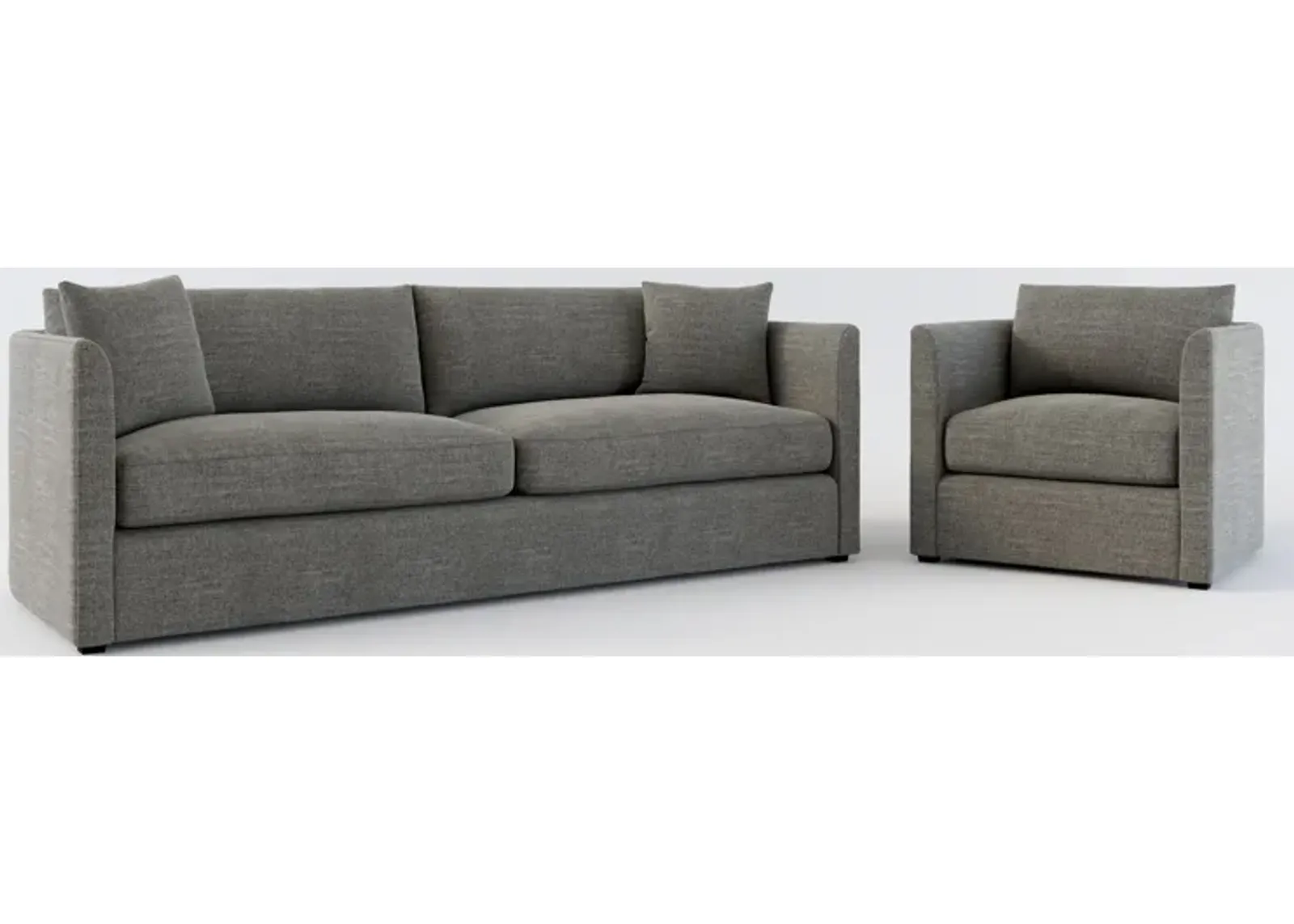 Benji Foam Comfort Sofa and Chair Set - Curious Charcoal