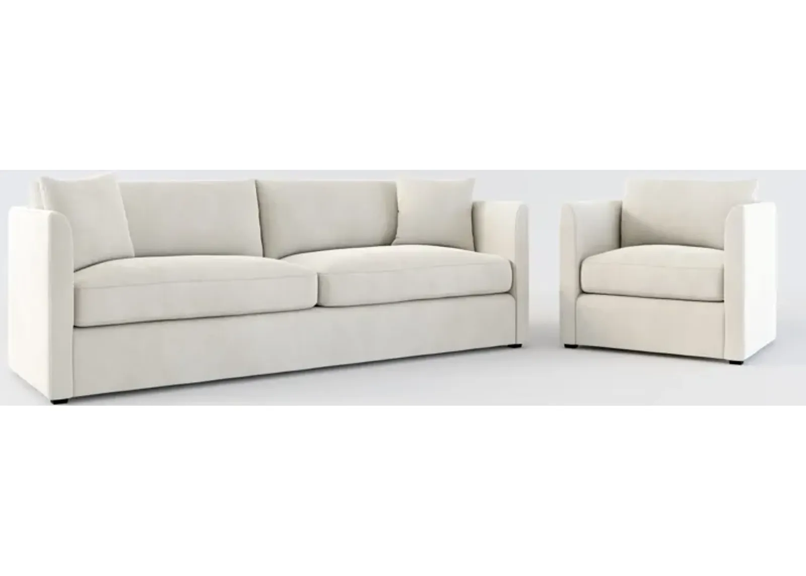 Benji Foam Comfort Sofa and Chair Set - Laurent Beach