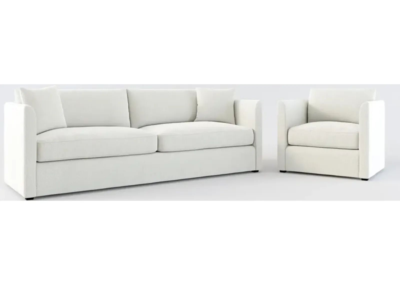 Benji Foam Comfort Sofa and Chair Set - Oslo Snow