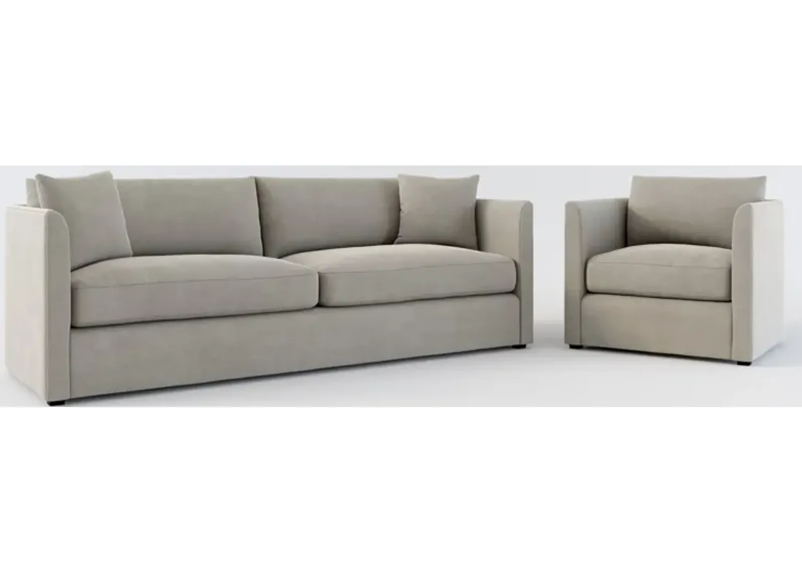 Benji Foam Comfort Sofa and Chair Set - Abington Fog