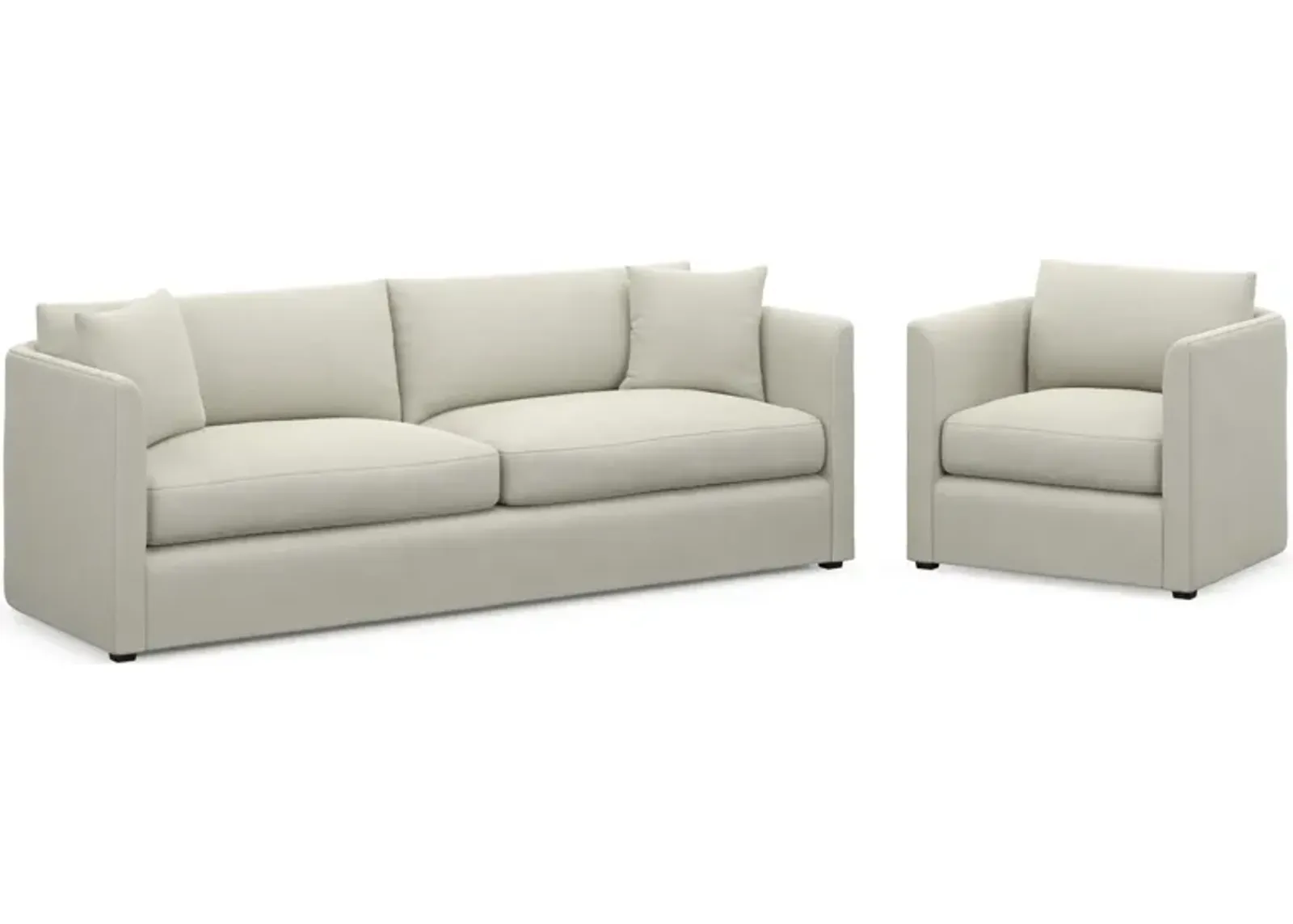 Benji Foam Comfort Sofa and Chair Set - Anders Ivory