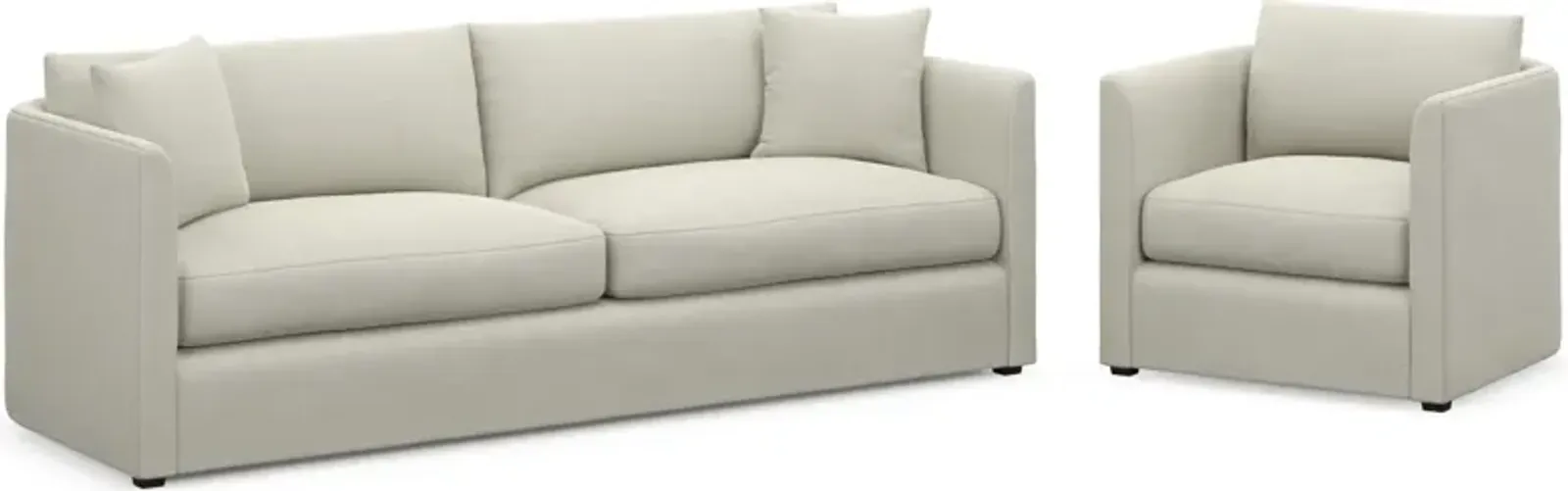 Benji Foam Comfort Sofa and Chair Set - Anders Ivory