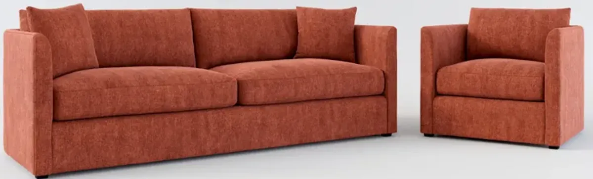 Benji Foam Comfort Sofa and Chair Set - Contessa Paprika