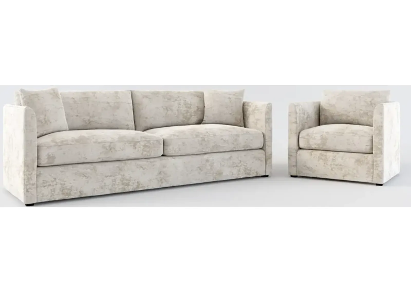 Benji Foam Comfort Sofa and Chair Set - Hearth Cement