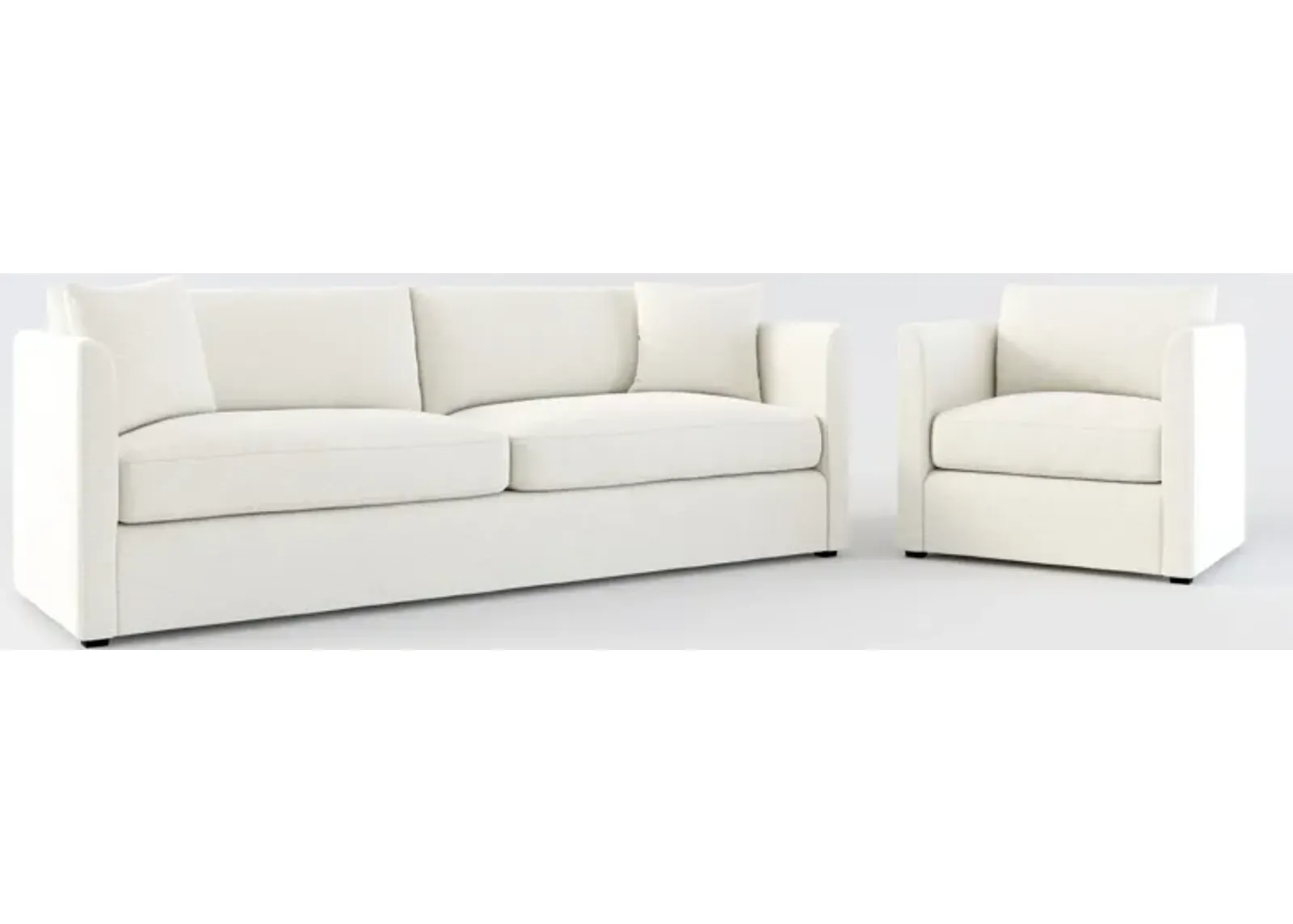 Benji Foam Comfort Sofa and Chair Set - Living Large White