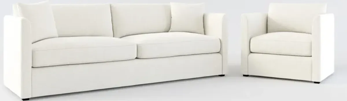 Benji Foam Comfort Sofa and Chair Set - Living Large White