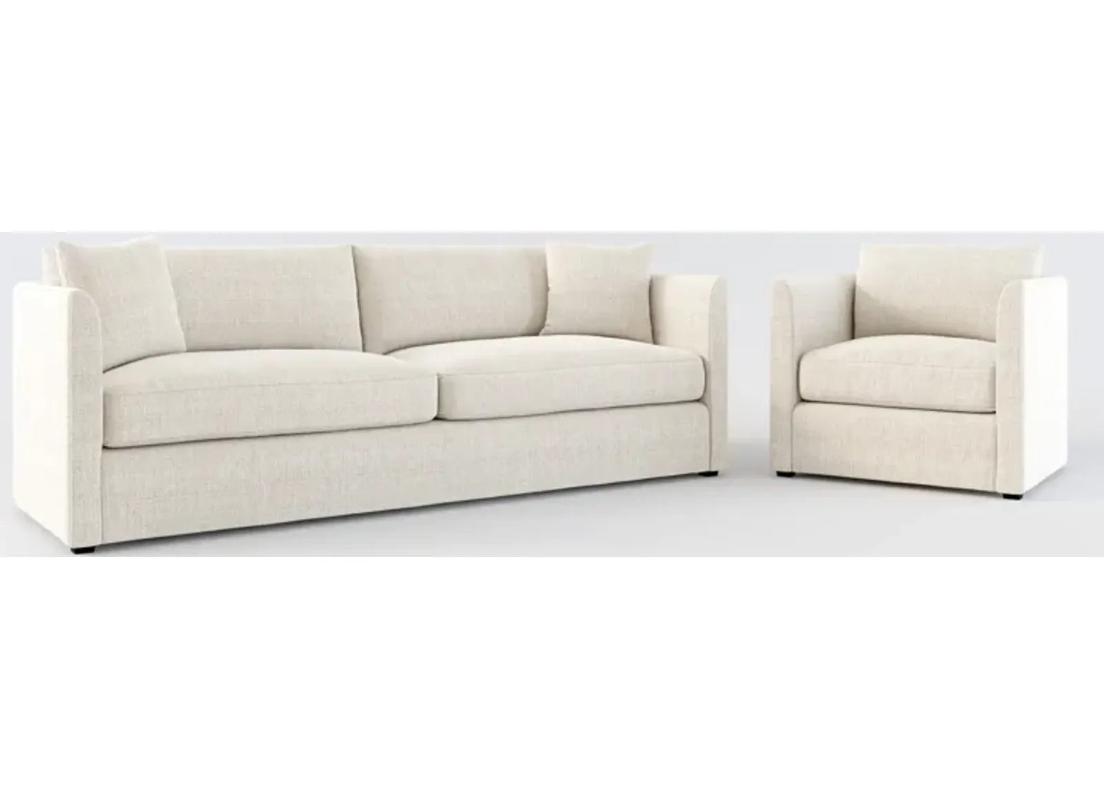 Benji Foam Comfort Sofa and Chair Set - Mason Porcelain