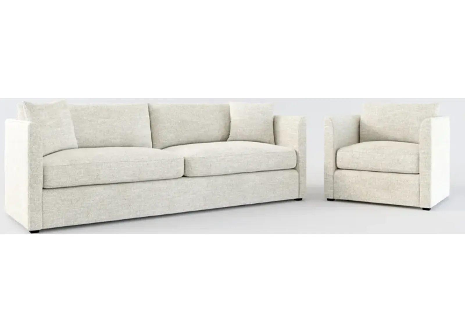 Benji Foam Comfort Sofa and Chair Set - M Ivory