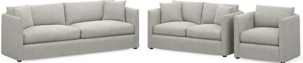 Benji Foam Comfort Sofa, Loveseat and Chair Set - Burmese Granite