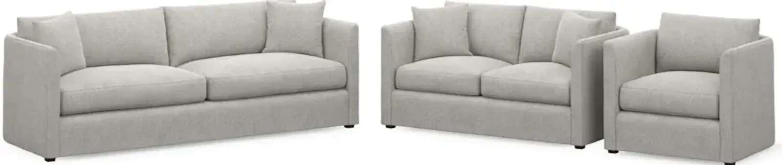 Benji Foam Comfort Sofa, Loveseat and Chair Set - Burmese Granite