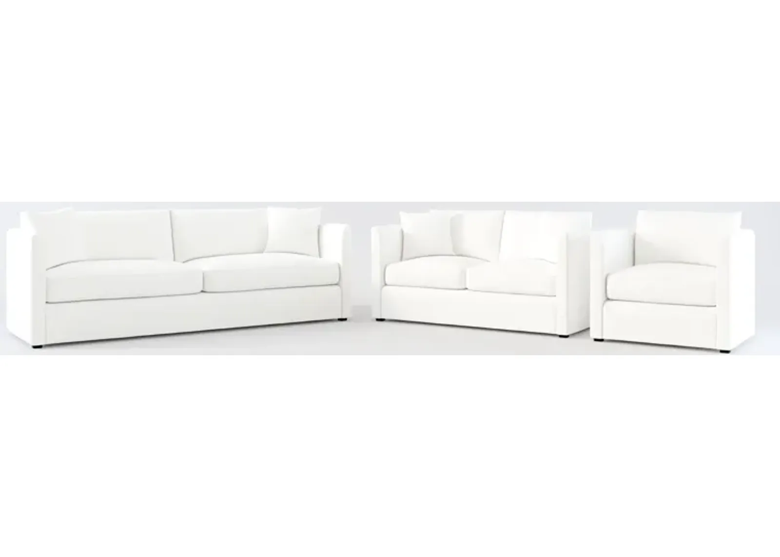 Benji Foam Comfort Sofa, Loveseat and Chair Set - Contessa Vanilla