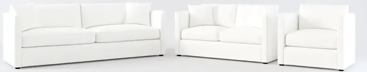 Benji Foam Comfort Sofa, Loveseat and Chair Set - Contessa Vanilla